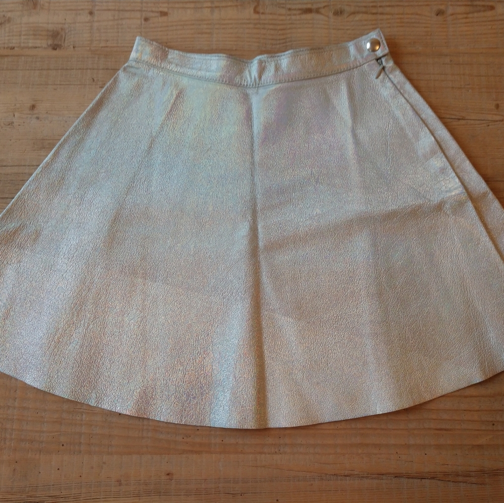 American Apparel leather mini skirt.